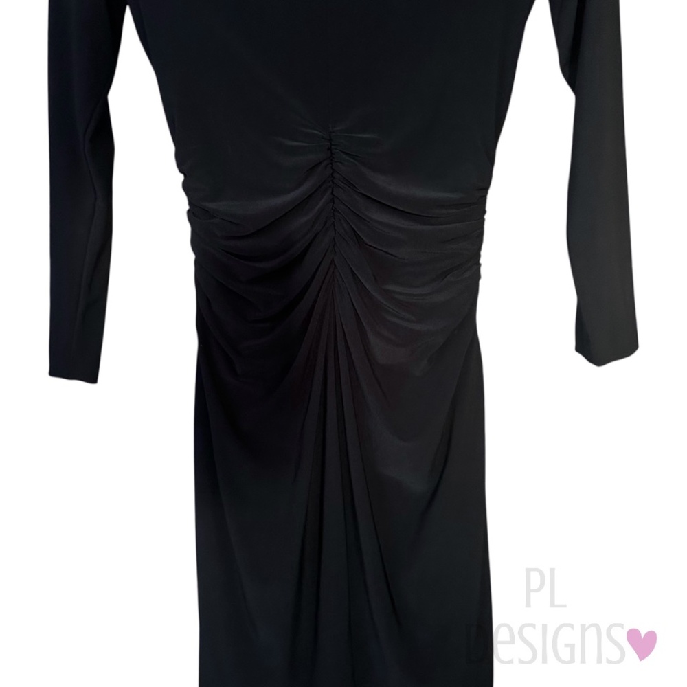 Cache Ruched Embellished Black Dress - Picture 7 of 8